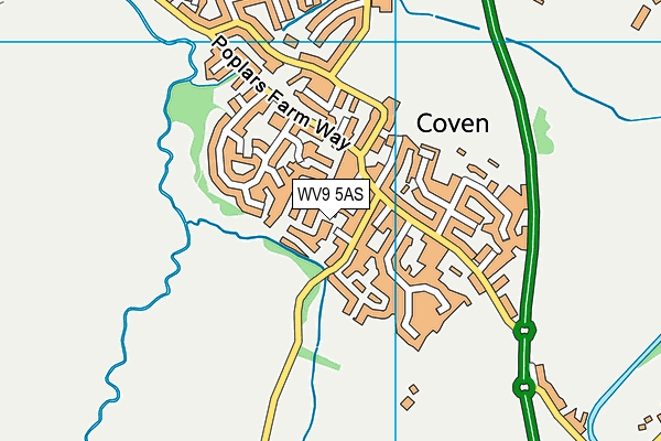 WV9 5AS map - OS VectorMap District (Ordnance Survey)