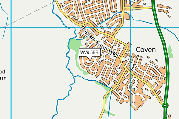WV9 5ER map - OS VectorMap District (Ordnance Survey)