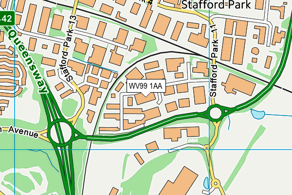 WV99 1AA map - OS VectorMap District (Ordnance Survey)