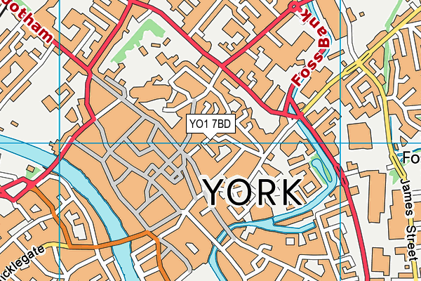 YO1 7BD map - OS VectorMap District (Ordnance Survey)