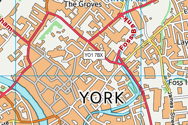 YO1 7BX map - OS VectorMap District (Ordnance Survey)