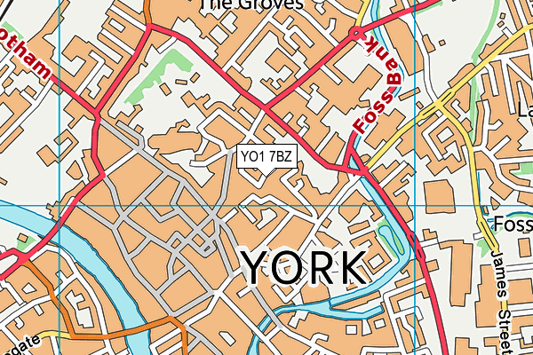 YO1 7BZ map - OS VectorMap District (Ordnance Survey)