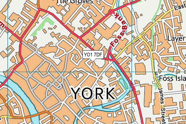 YO1 7DF map - OS VectorMap District (Ordnance Survey)