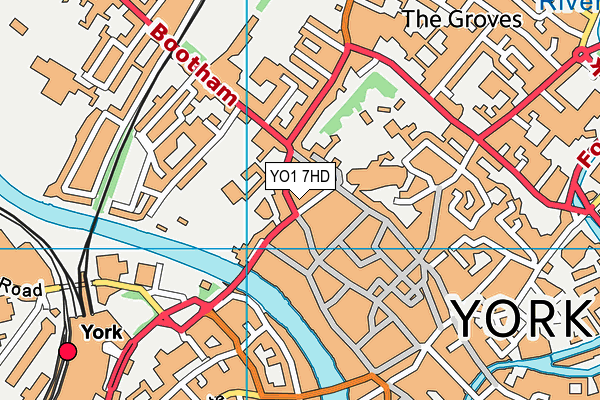 YO1 7HD map - OS VectorMap District (Ordnance Survey)