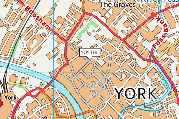 YO1 7HL map - OS VectorMap District (Ordnance Survey)