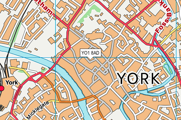 YO1 8AD map - OS VectorMap District (Ordnance Survey)