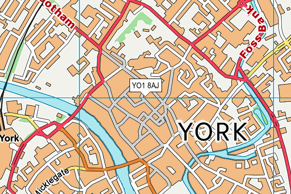 YO1 8AJ map - OS VectorMap District (Ordnance Survey)