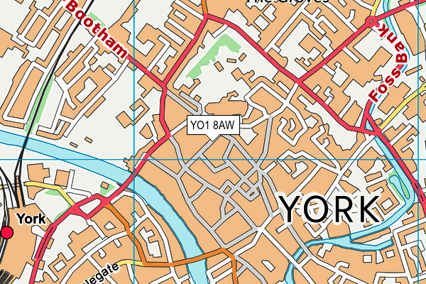 YO1 8AW map - OS VectorMap District (Ordnance Survey)