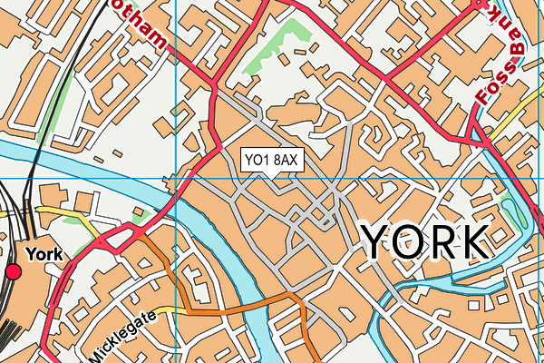 YO1 8AX map - OS VectorMap District (Ordnance Survey)