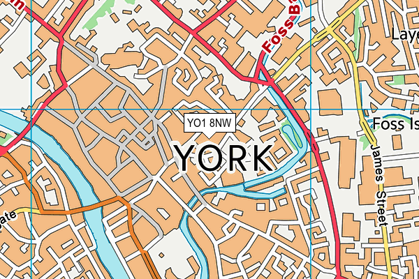 YO1 8NW map - OS VectorMap District (Ordnance Survey)
