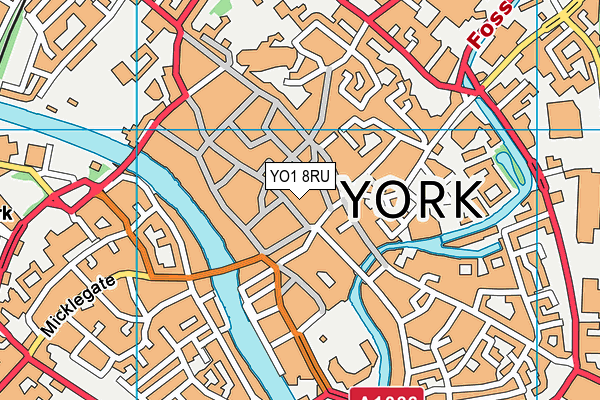 YO1 8RU map - OS VectorMap District (Ordnance Survey)
