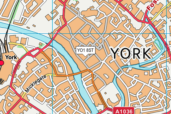 YO1 8ST map - OS VectorMap District (Ordnance Survey)