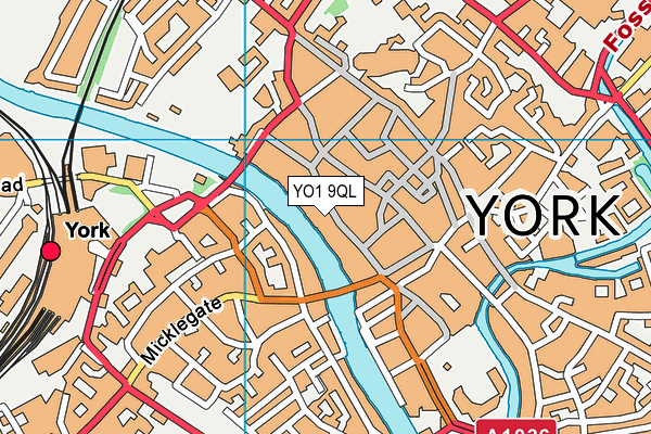 YO1 9QL map - OS VectorMap District (Ordnance Survey)