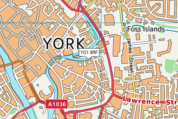 YO1 9RF map - OS VectorMap District (Ordnance Survey)