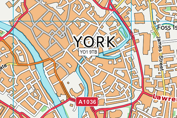 YO1 9TB map - OS VectorMap District (Ordnance Survey)