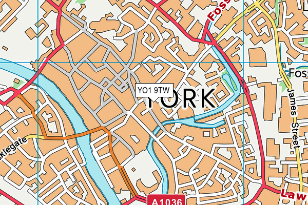 YO1 9TW map - OS VectorMap District (Ordnance Survey)