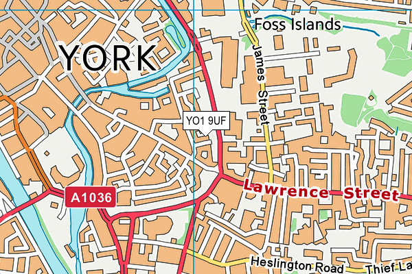 YO1 9UF map - OS VectorMap District (Ordnance Survey)