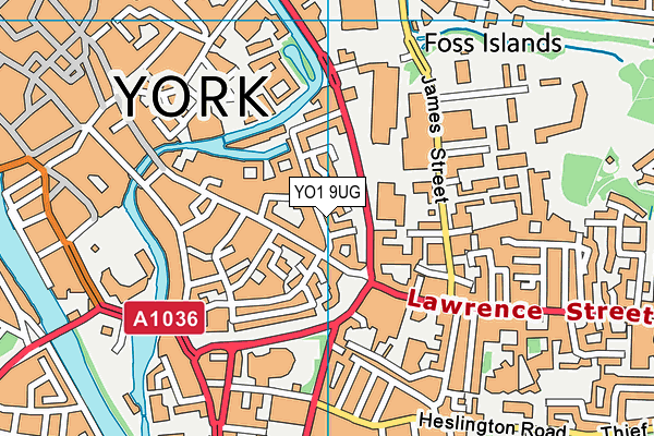 YO1 9UG map - OS VectorMap District (Ordnance Survey)