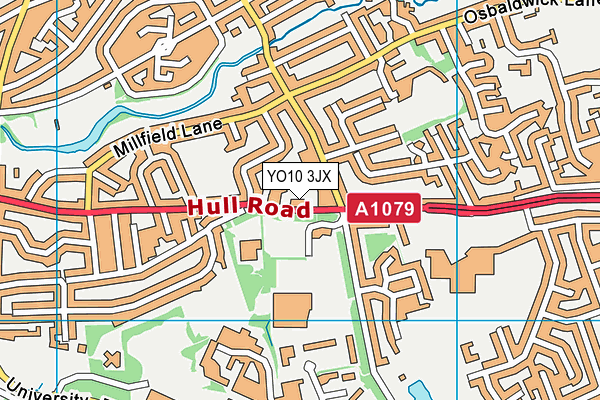 York St John University (Hull Road) (Closed) map (YO10 3JX) - OS VectorMap District (Ordnance Survey)