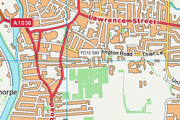 YO10 5AY map - OS VectorMap District (Ordnance Survey)