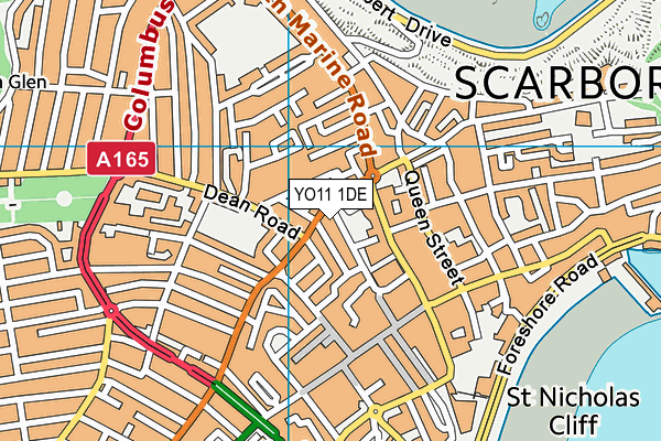 YO11 1DE map - OS VectorMap District (Ordnance Survey)