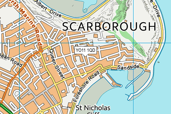 YO11 1QD map - OS VectorMap District (Ordnance Survey)