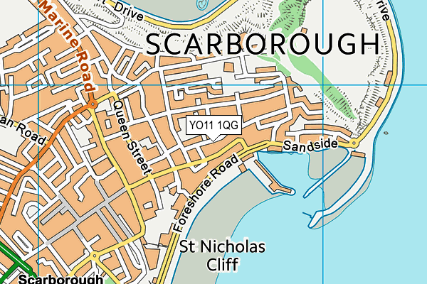 YO11 1QG map - OS VectorMap District (Ordnance Survey)