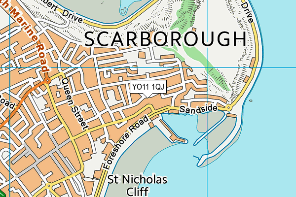 YO11 1QJ map - OS VectorMap District (Ordnance Survey)