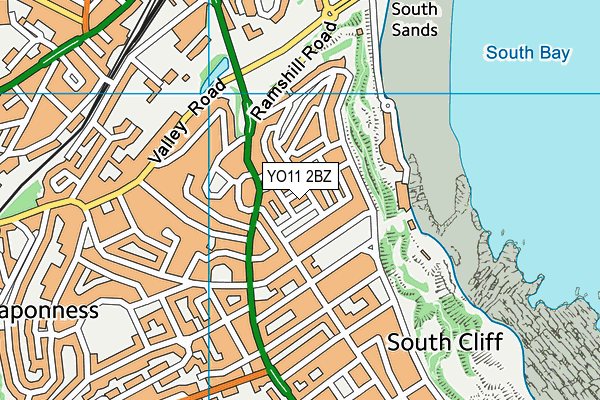 YO11 2BZ map - OS VectorMap District (Ordnance Survey)