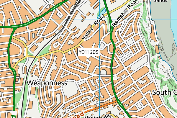 YO11 2DS map - OS VectorMap District (Ordnance Survey)