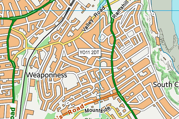 YO11 2DT map - OS VectorMap District (Ordnance Survey)