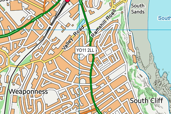 YO11 2LL map - OS VectorMap District (Ordnance Survey)