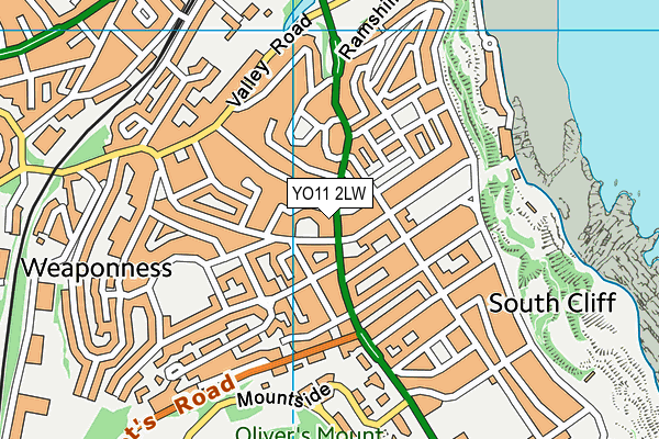YO11 2LW map - OS VectorMap District (Ordnance Survey)