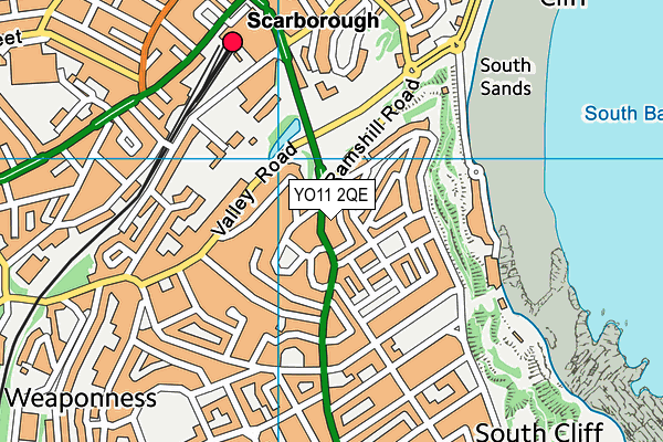 YO11 2QE map - OS VectorMap District (Ordnance Survey)