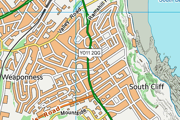 YO11 2QG map - OS VectorMap District (Ordnance Survey)