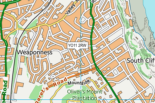 YO11 2RW map - OS VectorMap District (Ordnance Survey)