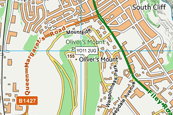 Oliver's Mount Playing Fields map (YO11 2UG) - OS VectorMap District (Ordnance Survey)