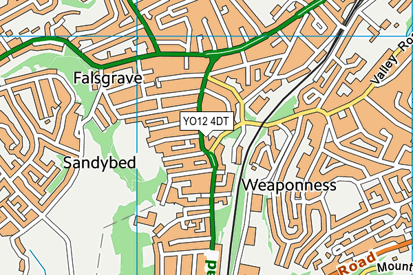 YO12 4DT map - OS VectorMap District (Ordnance Survey)