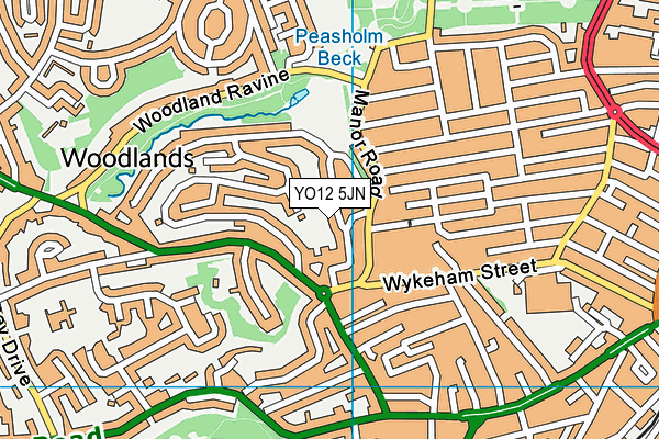 YO12 5JN map - OS VectorMap District (Ordnance Survey)