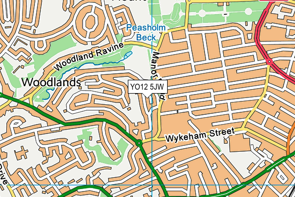 YO12 5JW map - OS VectorMap District (Ordnance Survey)
