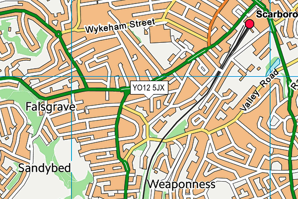 YO12 5JX map - OS VectorMap District (Ordnance Survey)