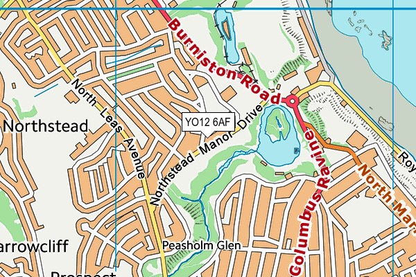 YO12 6AF map - OS VectorMap District (Ordnance Survey)