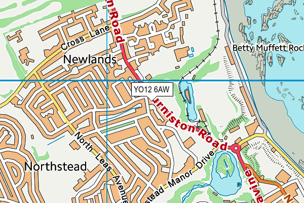 YO12 6AW map - OS VectorMap District (Ordnance Survey)