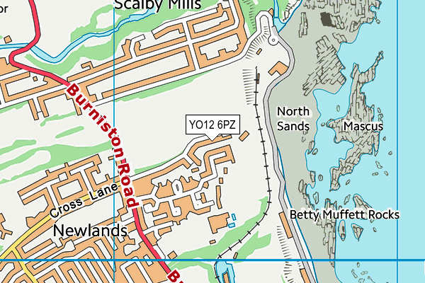 YO12 6PZ map - OS VectorMap District (Ordnance Survey)
