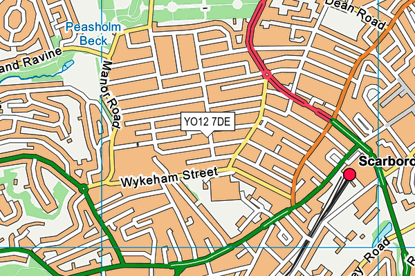 YO12 7DE map - OS VectorMap District (Ordnance Survey)