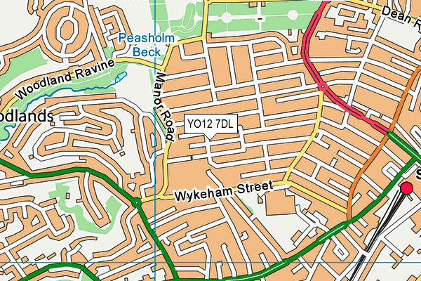 YO12 7DL map - OS VectorMap District (Ordnance Survey)