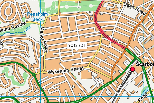 YO12 7DT map - OS VectorMap District (Ordnance Survey)