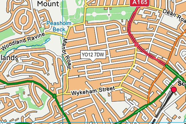 YO12 7DW map - OS VectorMap District (Ordnance Survey)
