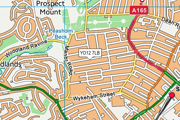 YO12 7LB map - OS VectorMap District (Ordnance Survey)