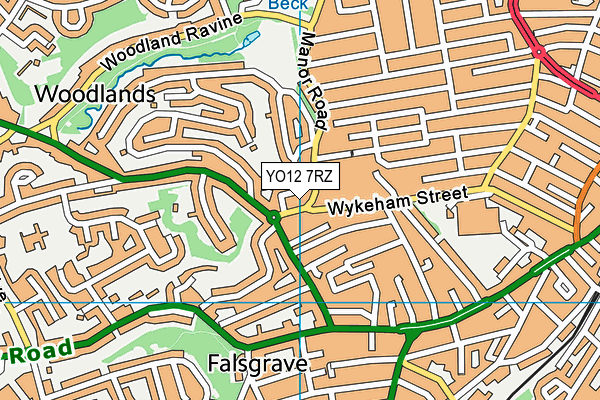YO12 7RZ map - OS VectorMap District (Ordnance Survey)